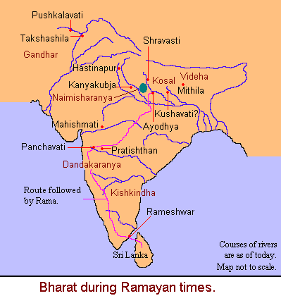 Map of India in the age of Ramayana